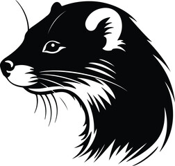 Black silhouette of mink head