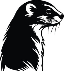 Obraz premium Black silhouette of mink head