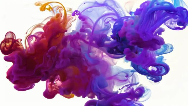 Watch colorful ink runs burst stunning 4K fluid art explosion iridescent multicolored smoke powder creating mesmerizing visual transition abstract particles captivating motion collide colours mix