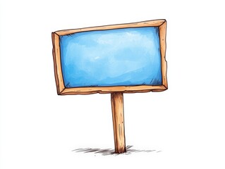 Blank wooden sign with a blue background, ideal for customization.