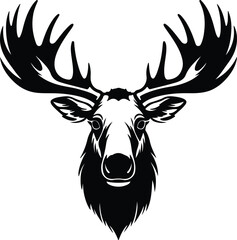 Naklejka premium Black silhouette of moose head
