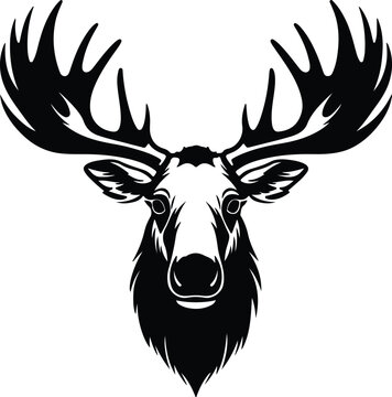 Black silhouette of moose head