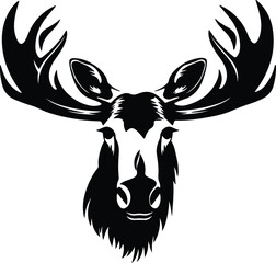 Black silhouette of moose head