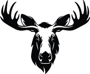 Obraz premium Black silhouette of moose head