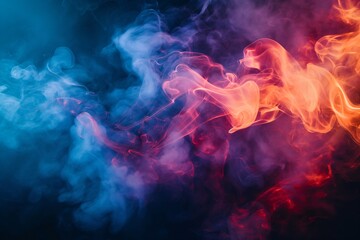 Colorful smoke swirling gracefully in the air against a dark backdrop creating an ethereal atmosphere