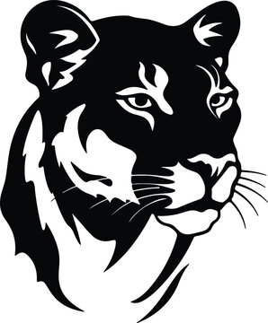 Black silhouette of mountain lion head