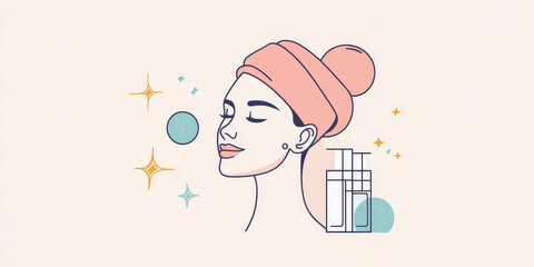 Obraz premium Skin care, moisturizing, Korean cosmetics, delicate skin. Skin healing cocnept. Skin healing icon.