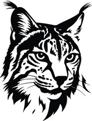 Obraz premium Black silhouette of bobcat head