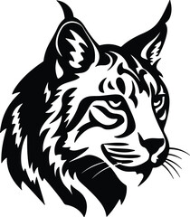 Obraz premium Black silhouette of bobcat head