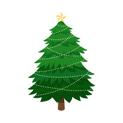 Christmas decoration tree isolated on white background.