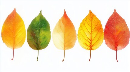 Obraz premium Colorful autumn leaves arranged in a gradient. Vibrant shades of fall. Nature concepts