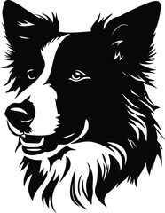 Black silhouette of border collie head