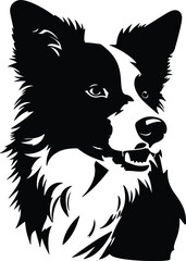 Black silhouette of border collie head