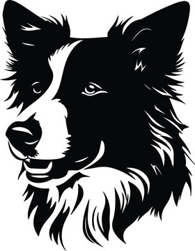 Black silhouette of border collie head