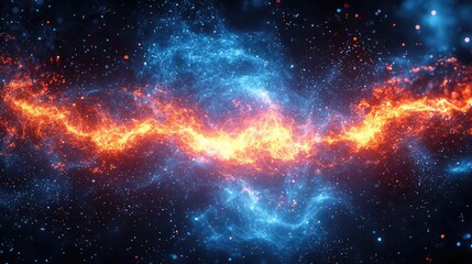 Fototapeta premium Abstract cosmic background with blue and red nebulae.