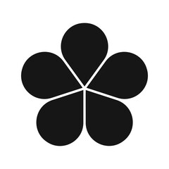 Flower diagrams with 5 petals. Pie chart divided on five equal segments in leaf shapes isolated on white background. Floral layout for data presentation. Vector graphic illustration.