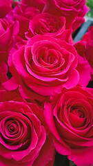 A beautiful bunch of pink roses adorned with water drops on them