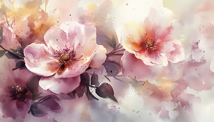 Floral watercolor paintings capturing the essence nature in soft colors.