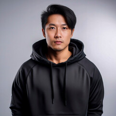 Portrait of a Japanese man in hoodie and hoodie