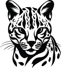 Obraz premium Black silhouette of ocelot head