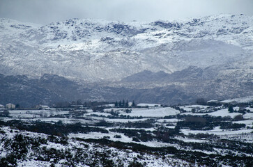 a snowy landscape near Pitoes das Junias, northern Portugal. Peneda-Geres National Park. Municipality of Montalegre