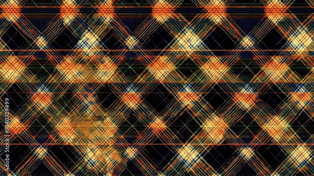 Poster abstract geometric pattern with intersecting lines and blurred shapes in orange, yellow, and blue hu