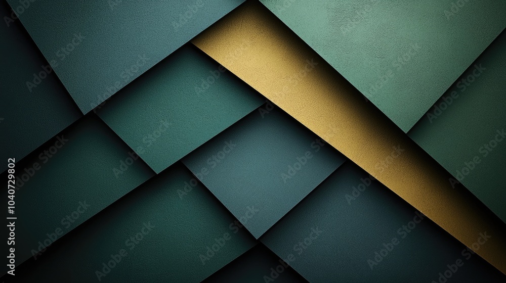 Aufkleber abstract geometric pattern with overlapping squares in shades of green and gold.