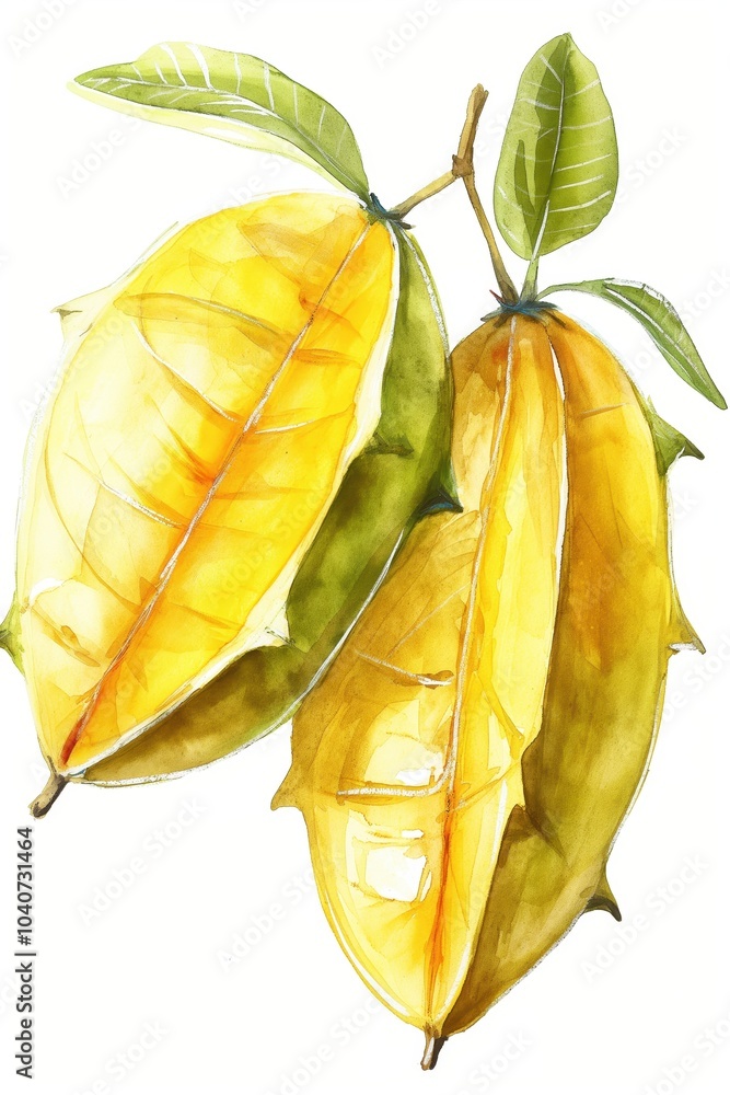 Wall mural two yellow fruits with leaves