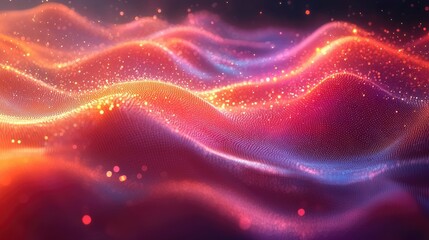 Obraz premium Abstract glowing wave background with red and blue light.