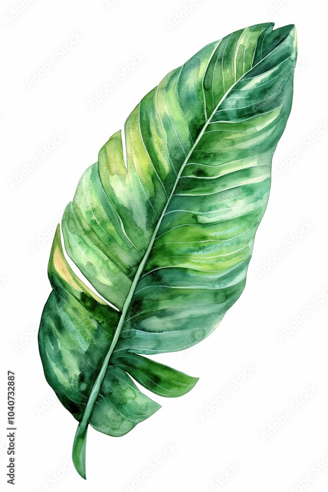 Wall mural a green leaf is tropical leaf