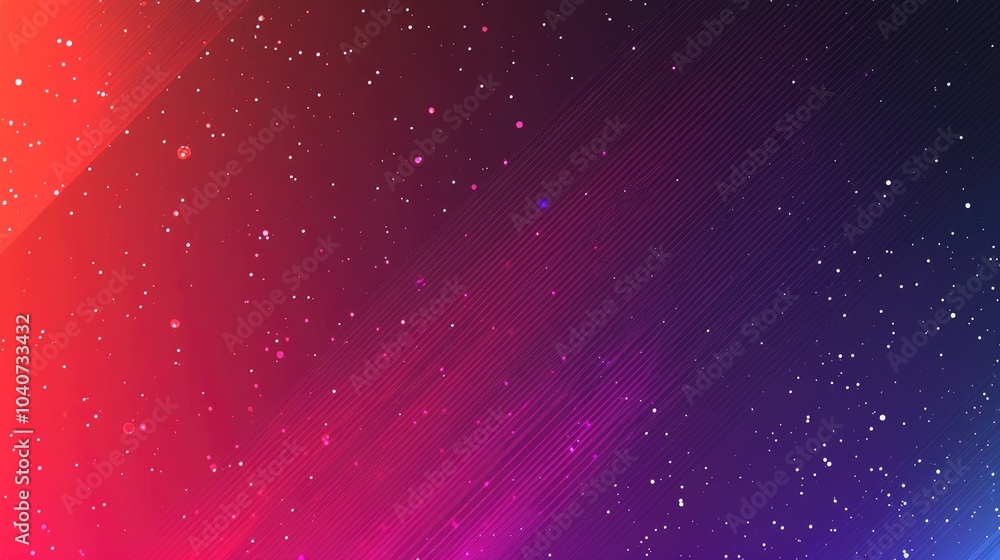 Poster abstract gradient background with diagonal lines and scattered sparkles in red, pink, and blue.