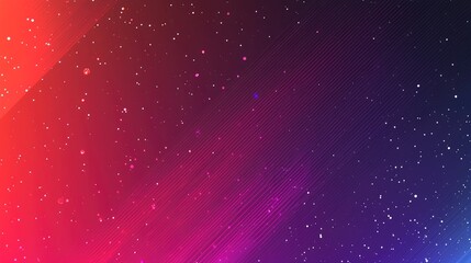 Fototapeta premium Abstract gradient background with diagonal lines and scattered sparkles in red, pink, and blue.
