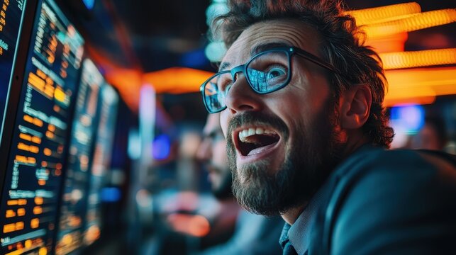 Shocked Businessman Reacts to Unexpected Stock Market Changes