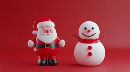 3d santa claus and snowman illustration