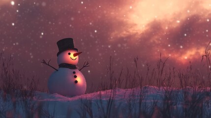 Fototapeta premium vector art christmas background with snowman