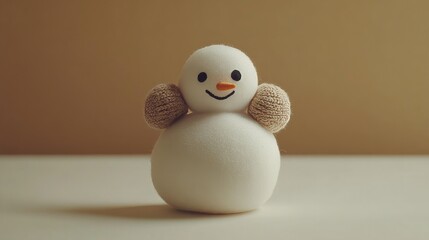 snowman with scarf and hat against cream background