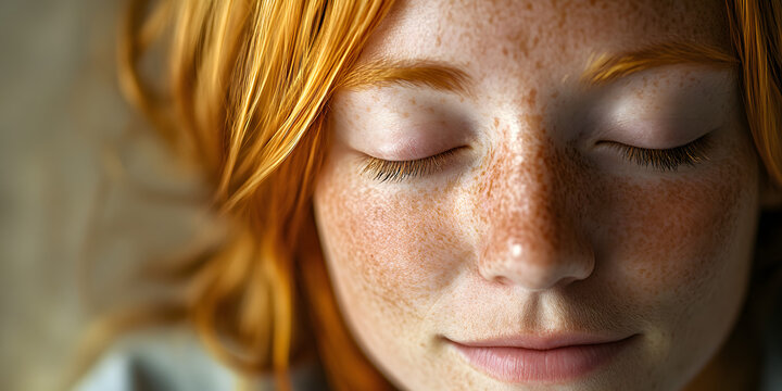 Express&atilde;o sonhadora com olhos fechados