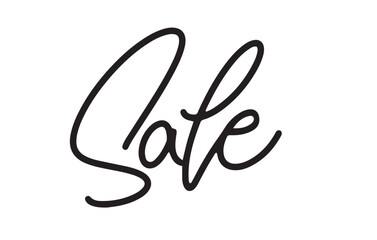 Sale Monoline Cute Beautiful Pen Calligraphy Script. Sign And Banner Design. Vector Illustration. Expressive Modern Handwritten Typeface. Retail Promotion. 
