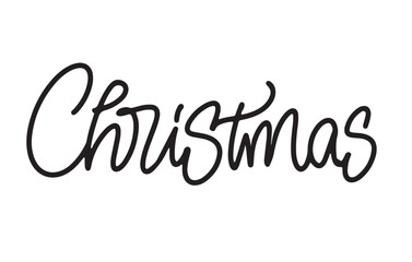 Christmas Monoline Lettering Sign. Expressive Bold Typography. Calligraphy Script. Handcrafted Design. Seasonal Promotion. Holiday Event Banner. Vector Illustration.