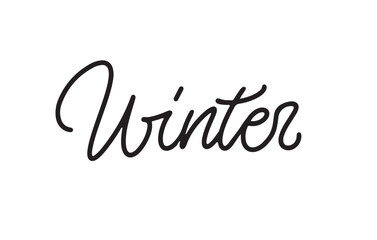 Winter Modern Monoline Sign. Shopping Sale Banner. Brushpen Black font vector. Calligraphy Lettering. Hand written label. 