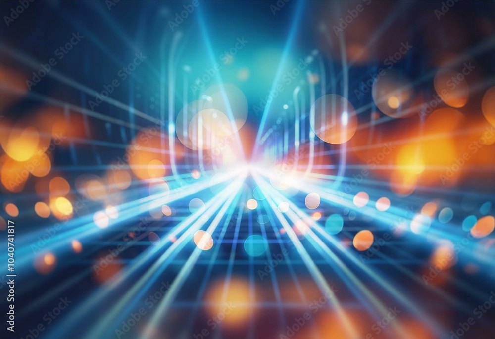 Aufkleber a digital tunnel with glowing blue lines converging towards the vanishing point.