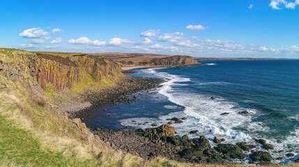 Stunning Coastal View with Rocky Shoreline and Waves