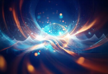 Naklejka premium Abstract waves of light and color with a bokeh background.