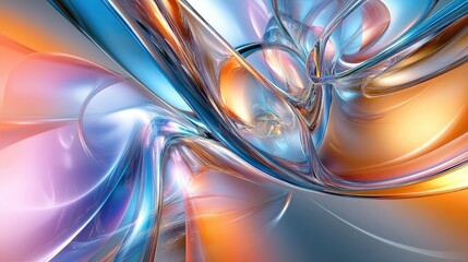 Modern 3D abstract design with flowing, lines and glass texture