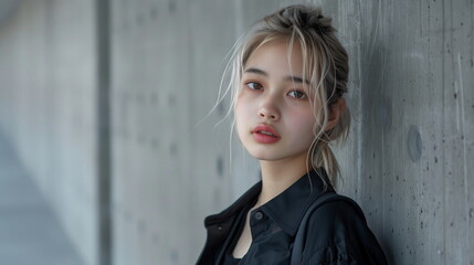 金髪の若いファッションモデル