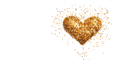 Heart-shaped Golden Glitter on Transparent Background