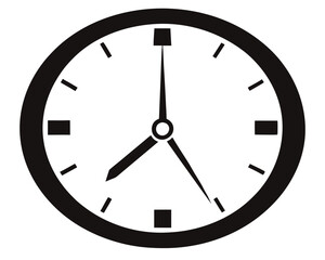  Big analog clock isolated black & white vector art illustration