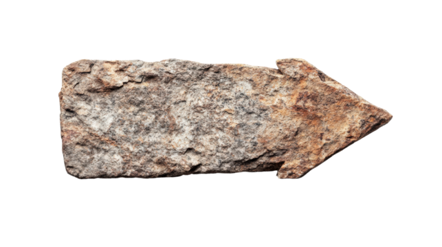 Arrow shaped rock on white isolated background