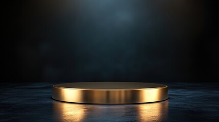 Elegant Golden Pedestal on Dark Background for Product Display and Luxury Branding