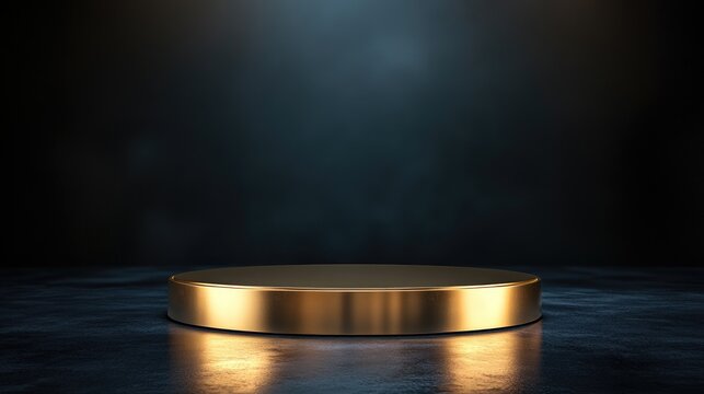 Elegant Golden Pedestal on Dark Background for Product Display and Luxury Branding